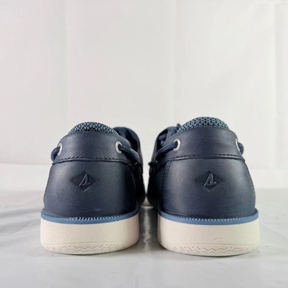 Sperry Surveyor 2-Eye MS LTH NVY Men's Size 10.5 W Navy Boat Shoes New